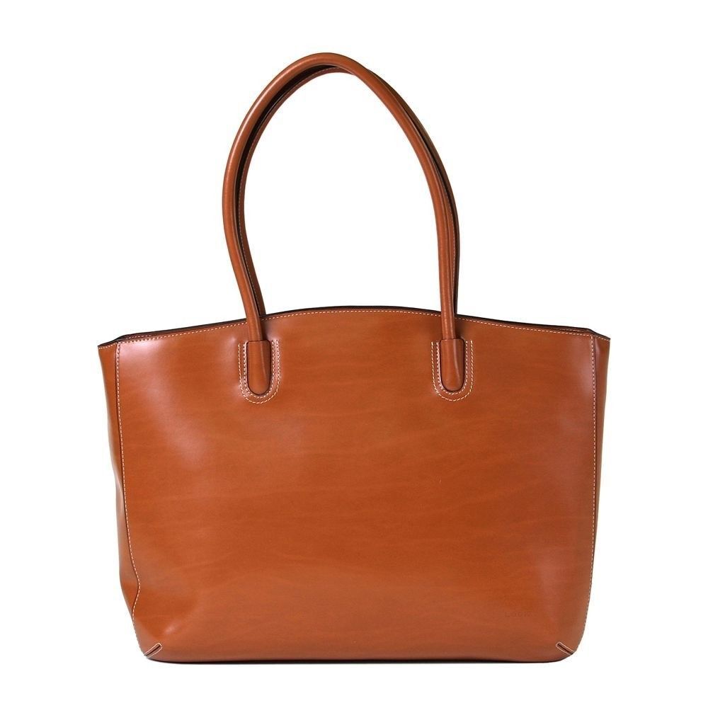 Lodis Audrey Milano Camel Leather Tote Bag Shoulder Laptop Travel Purse - Picture 2 of 11